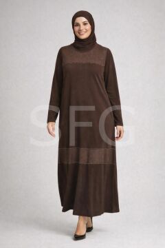 Kadın Önü Desenli Taş Detaylı Düz Tessetür Elbise (4'lü)