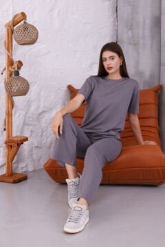 Kadın Bisiklet Yaka Ve Likralı Yüsek Bel İkili Penye Alt-üst Takım (4 ADET)