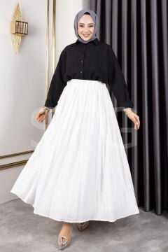 Kadın %100 viskon Astarsız Bel Lastikli ve Kırışık Detaylı Pileli Kıraş Etek ( 4 ADET)