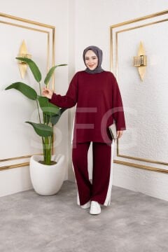 Kadın Bisiklet Yaka Yanı Şeritli ve Pantolon Cepli Alt-Üst Oysho İkili Takım (4'lü)