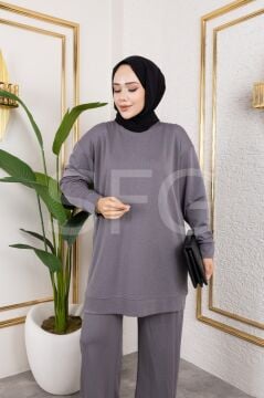 Kadın Bisiklet Yaka Düz Sade Penye İkili Alt Üst Takım (4'LÜ)