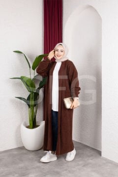 Kadın Şal Yaka Oversize Triko Ve Sakallı Tüylü Hırka (2'li)