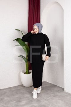 Kadın Kolu Katlı Ve Kalem Etek İle Tunik Triko İkili Alt-Üst Takım (2'Lİ)