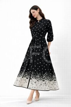 Kadın Önü Ful Düğmeli Bisiklet Yaka Çiçekli Elbise Valor ( 4'LÜ)