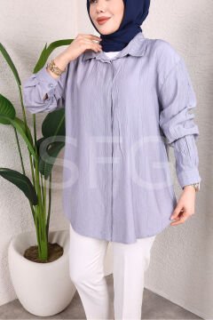 Kadın Önü Gizli Düğmeli Çilek Kumaş Tunik Gömlek (4'LÜ)